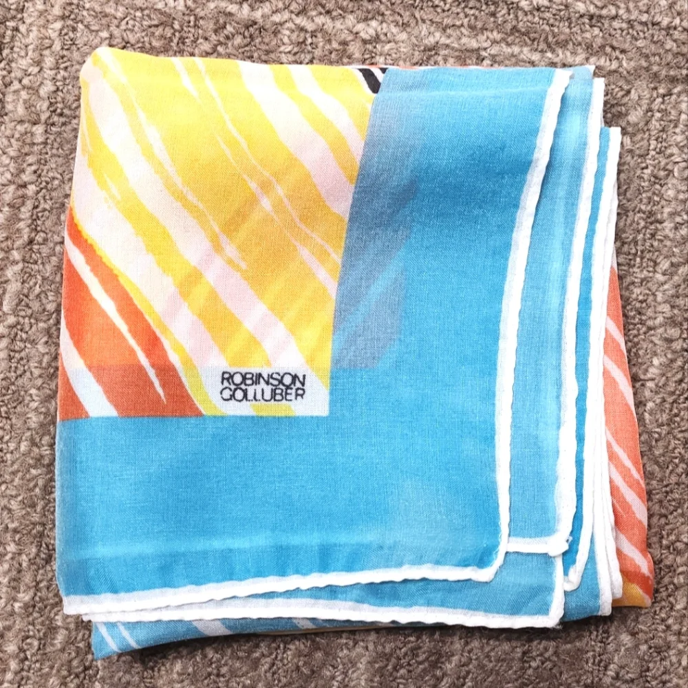 Robinson Golluber Abstract Stripe Silk Neck Scarf